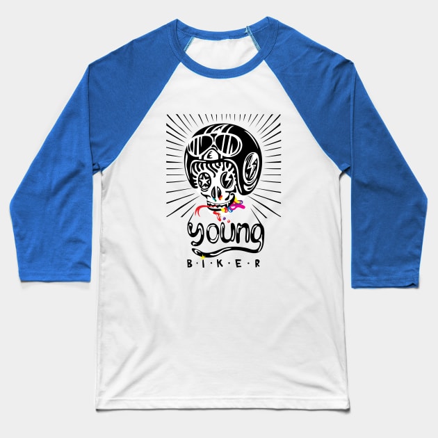 Young Biker Baseball T-Shirt by martinussumbaji